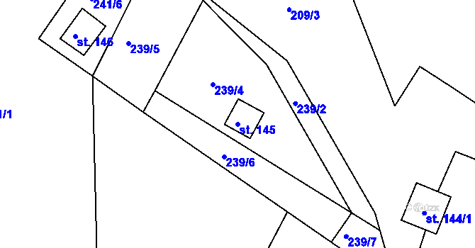 Parcela st. 145 v KÚ Bojanov, Katastrální mapa