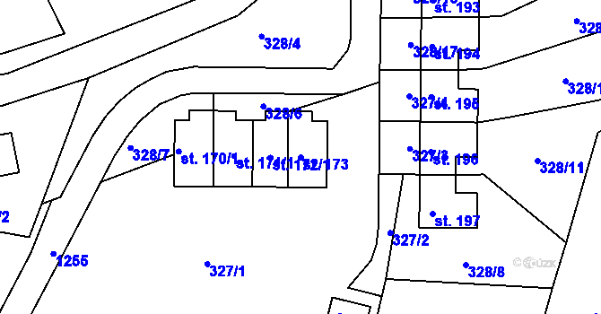 Parcela st. 173 v KÚ Bojanov, Katastrální mapa