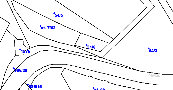 Parcela st. 54/6 v KÚ Bojanov, Katastrální mapa