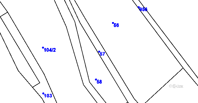 Parcela st. 57 v KÚ Bojanov, Katastrální mapa