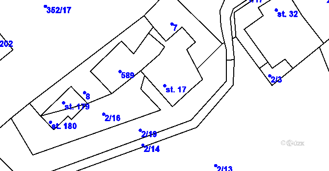 Parcela st. 17 v KÚ Horní Bezděkov u Bojanova, Katastrální mapa