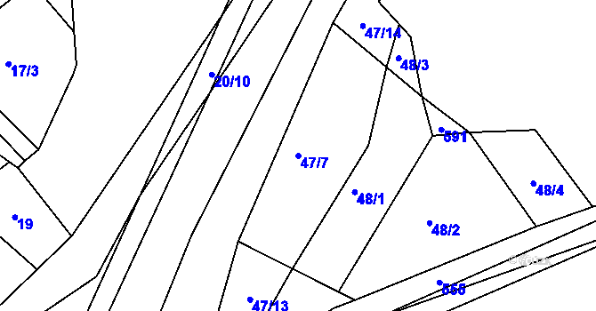Parcela st. 47/7 v KÚ Horní Bezděkov u Bojanova, Katastrální mapa