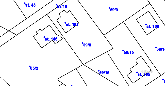 Parcela st. 59/8 v KÚ Horní Bezděkov u Bojanova, Katastrální mapa