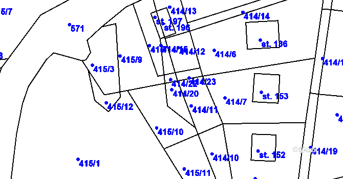 Parcela st. 414/20 v KÚ Horní Bezděkov u Bojanova, Katastrální mapa