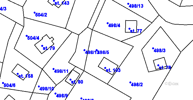 Parcela st. 498/5 v KÚ Horní Bezděkov u Bojanova, Katastrální mapa
