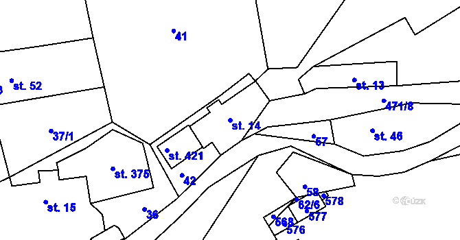 Parcela st. 14 v KÚ Bojanovice, Katastrální mapa