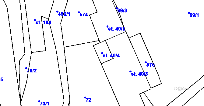 Parcela st. 40/4 v KÚ Bojanovice, Katastrální mapa