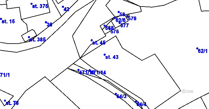 Parcela st. 43 v KÚ Bojanovice, Katastrální mapa