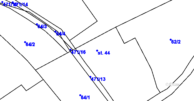 Parcela st. 44 v KÚ Bojanovice, Katastrální mapa