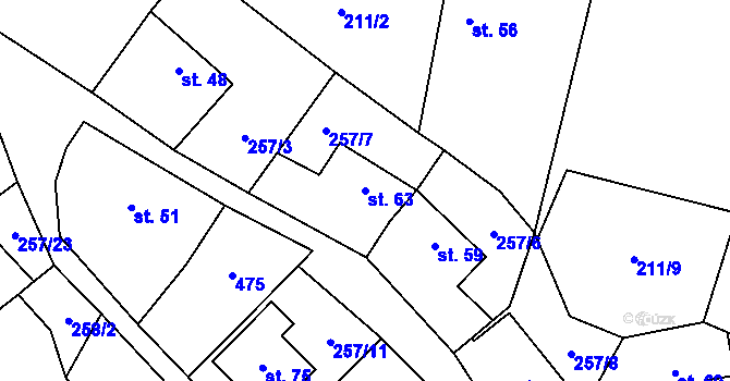 Parcela st. 63 v KÚ Bojanovice, Katastrální mapa
