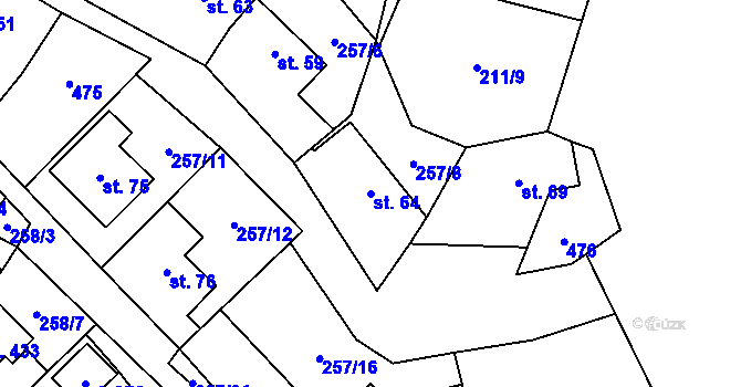Parcela st. 64 v KÚ Bojanovice, Katastrální mapa