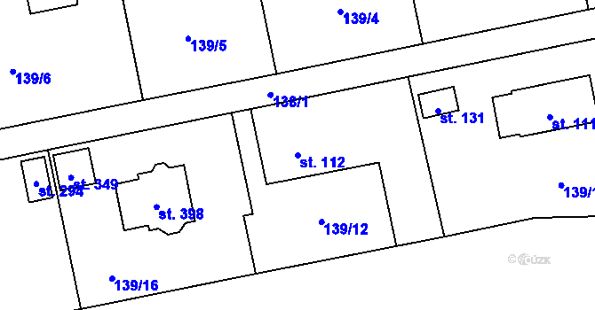 Parcela st. 112 v KÚ Bojanovice, Katastrální mapa