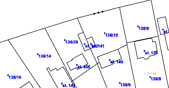 Parcela st. 142 v KÚ Bojanovice, Katastrální mapa