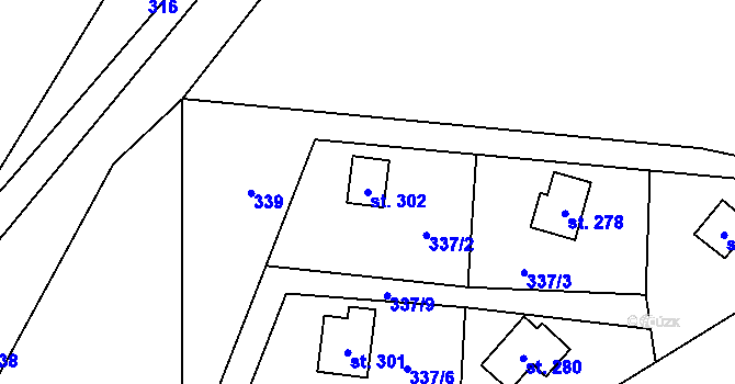 Parcela st. 302 v KÚ Bojanovice, Katastrální mapa