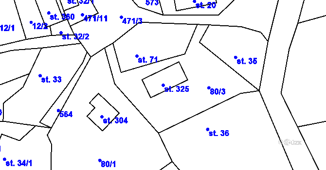 Parcela st. 325 v KÚ Bojanovice, Katastrální mapa