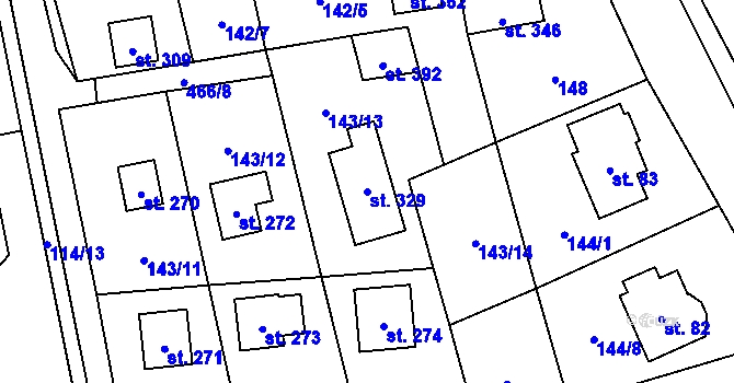 Parcela st. 329 v KÚ Bojanovice, Katastrální mapa