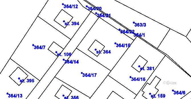 Parcela st. 364 v KÚ Bojanovice, Katastrální mapa