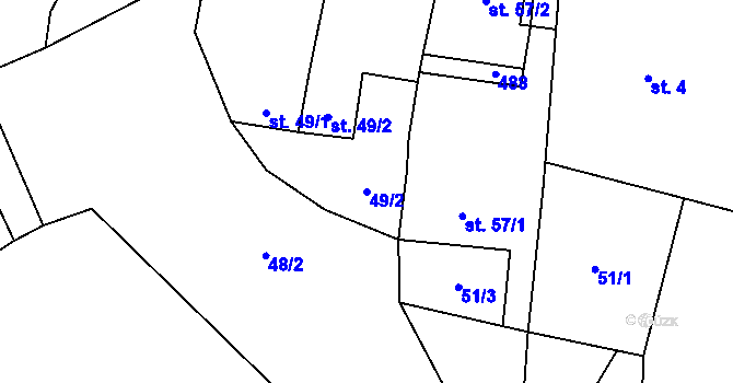 Parcela st. 49/2 v KÚ Bojanovice, Katastrální mapa