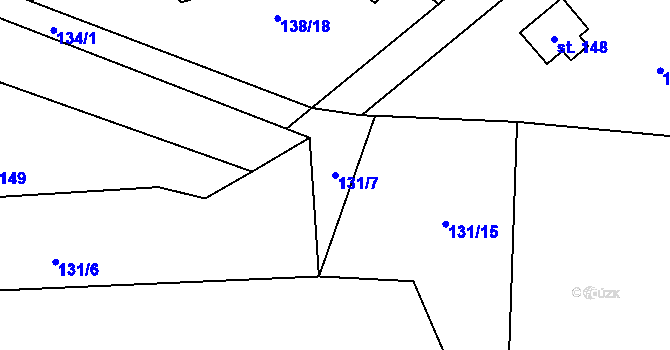 Parcela st. 131/7 v KÚ Bojanovice, Katastrální mapa