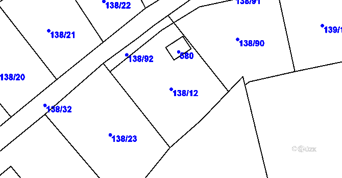 Parcela st. 138/12 v KÚ Bojanovice, Katastrální mapa