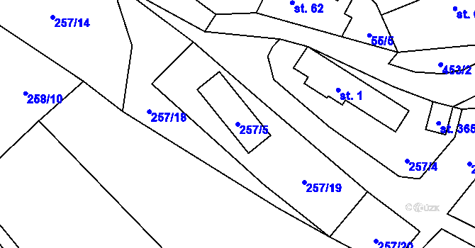 Parcela st. 257/5 v KÚ Bojanovice, Katastrální mapa