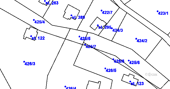 Parcela st. 425/7 v KÚ Bojanovice, Katastrální mapa