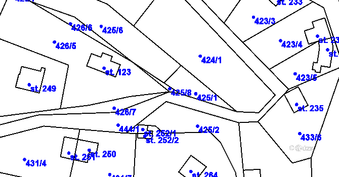 Parcela st. 425/8 v KÚ Bojanovice, Katastrální mapa