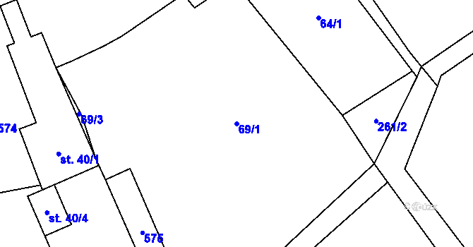 Parcela st. 69/1 v KÚ Bojanovice, Katastrální mapa