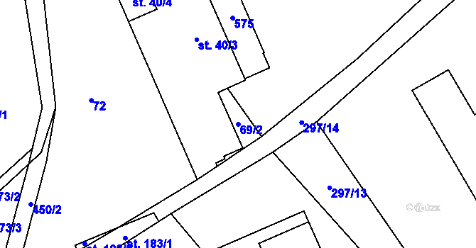 Parcela st. 69/2 v KÚ Bojanovice, Katastrální mapa