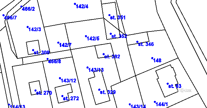 Parcela st. 392 v KÚ Bojanovice, Katastrální mapa