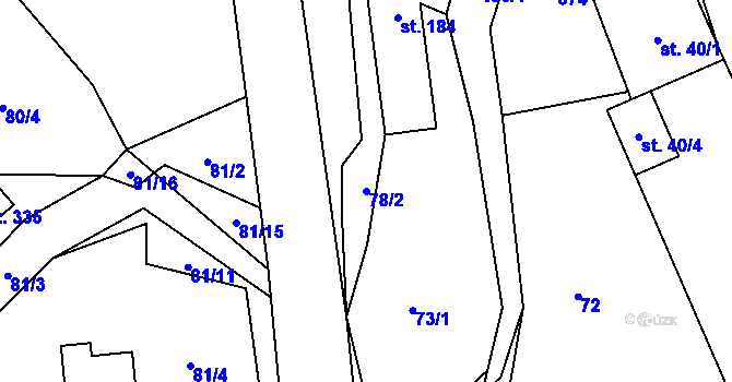 Parcela st. 78/2 v KÚ Bojanovice, Katastrální mapa