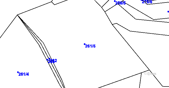 Parcela st. 261/5 v KÚ Bojanovice, Katastrální mapa