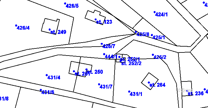 Parcela st. 444/1 v KÚ Bojanovice, Katastrální mapa
