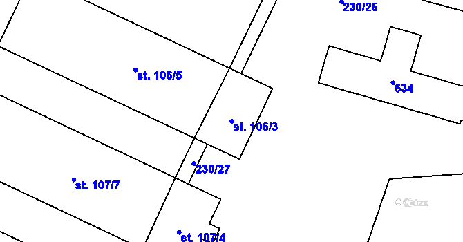 Parcela st. 106/3 v KÚ Bojanovice u Znojma, Katastrální mapa