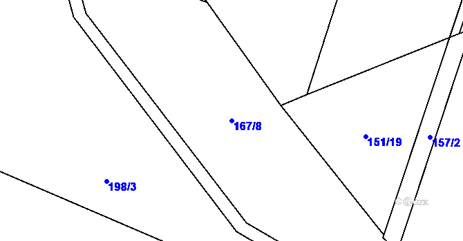 Parcela st. 167/8 v KÚ Bojanovice u Znojma, Katastrální mapa
