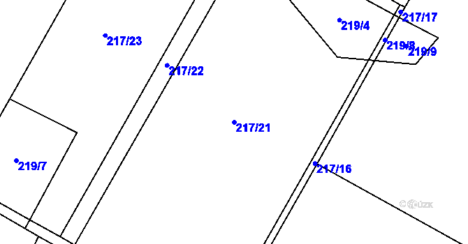 Parcela st. 217/21 v KÚ Bojanovice u Znojma, Katastrální mapa