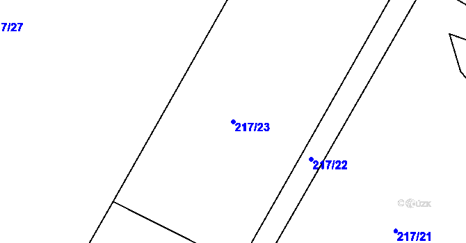 Parcela st. 217/23 v KÚ Bojanovice u Znojma, Katastrální mapa
