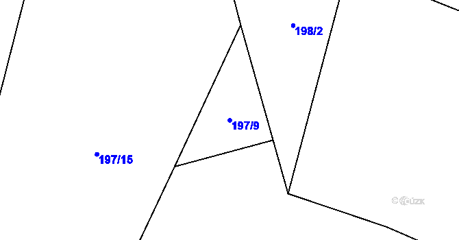 Parcela st. 197/9 v KÚ Bojanovice u Znojma, Katastrální mapa