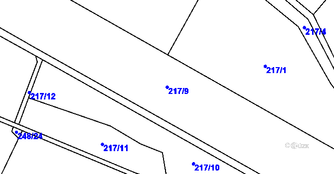 Parcela st. 217/9 v KÚ Bojanovice u Znojma, Katastrální mapa