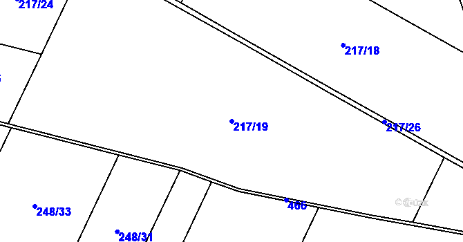 Parcela st. 217/19 v KÚ Bojanovice u Znojma, Katastrální mapa