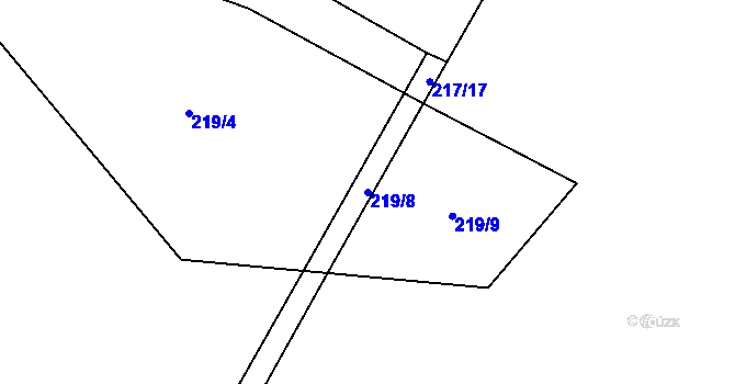 Parcela st. 219/8 v KÚ Bojanovice u Znojma, Katastrální mapa
