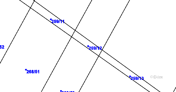 Parcela st. 259/12 v KÚ Bojanovice u Znojma, Katastrální mapa