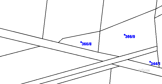 Parcela st. 366/8 v KÚ Bojanovice u Znojma, Katastrální mapa