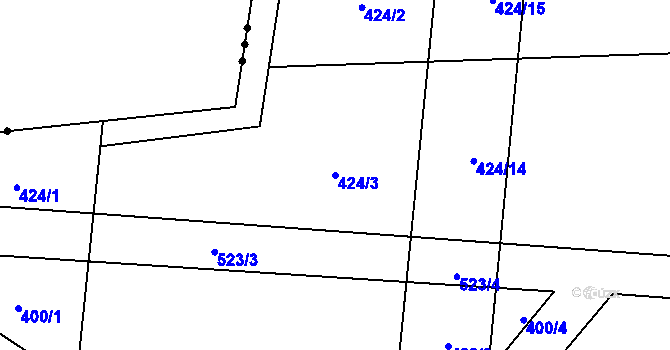 Parcela st. 424/3 v KÚ Bojanovice u Znojma, Katastrální mapa