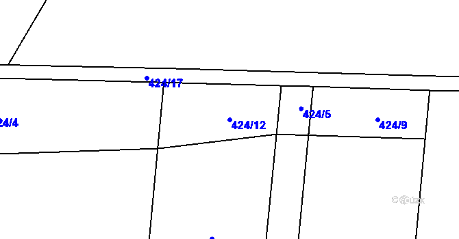 Parcela st. 424/12 v KÚ Bojanovice u Znojma, Katastrální mapa