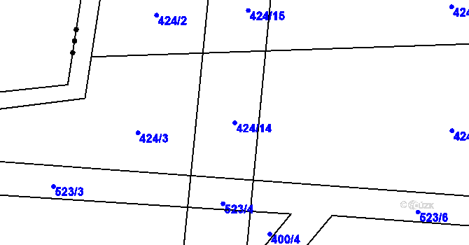 Parcela st. 424/14 v KÚ Bojanovice u Znojma, Katastrální mapa