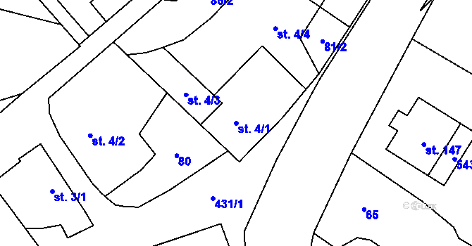 Parcela st. 4/1 v KÚ Bojanovice u Znojma, Katastrální mapa