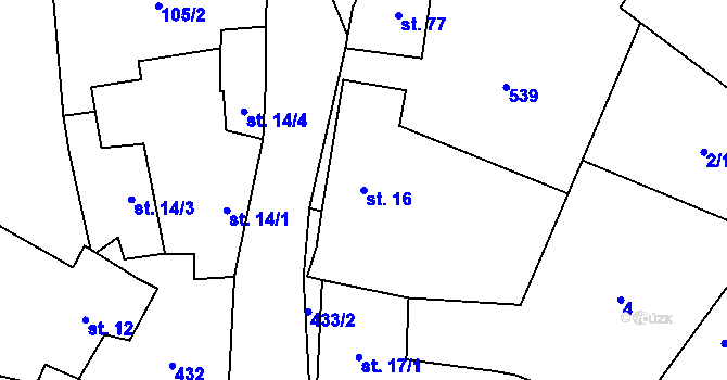 Parcela st. 16 v KÚ Bojanovice u Znojma, Katastrální mapa