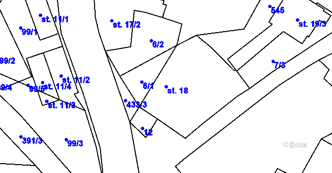 Parcela st. 18 v KÚ Bojanovice u Znojma, Katastrální mapa