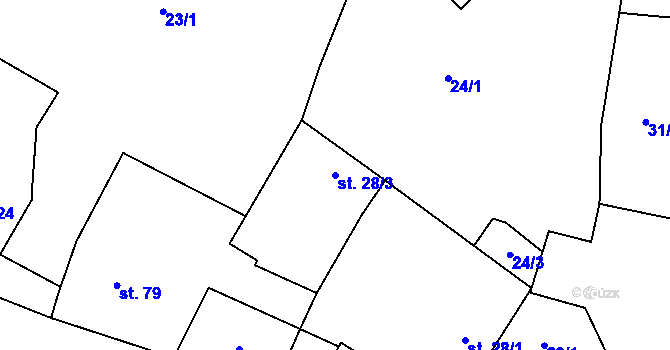 Parcela st. 28/3 v KÚ Bojanovice u Znojma, Katastrální mapa